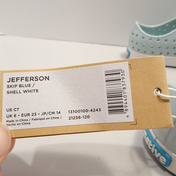 NWT Native Jefferson Skip Blue Shell White Water Play Shoes Size C 7 - Picture 6 of 7